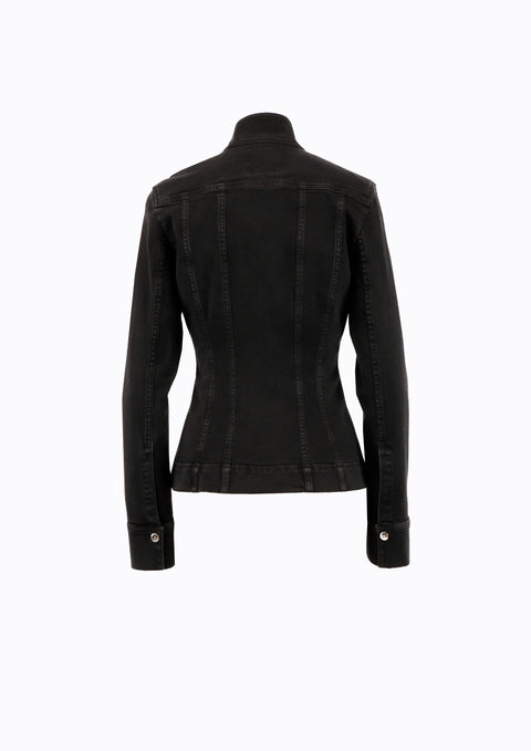 Ramune Piekautaite I DENIM HIGH-COLLAR JACKET BLACK