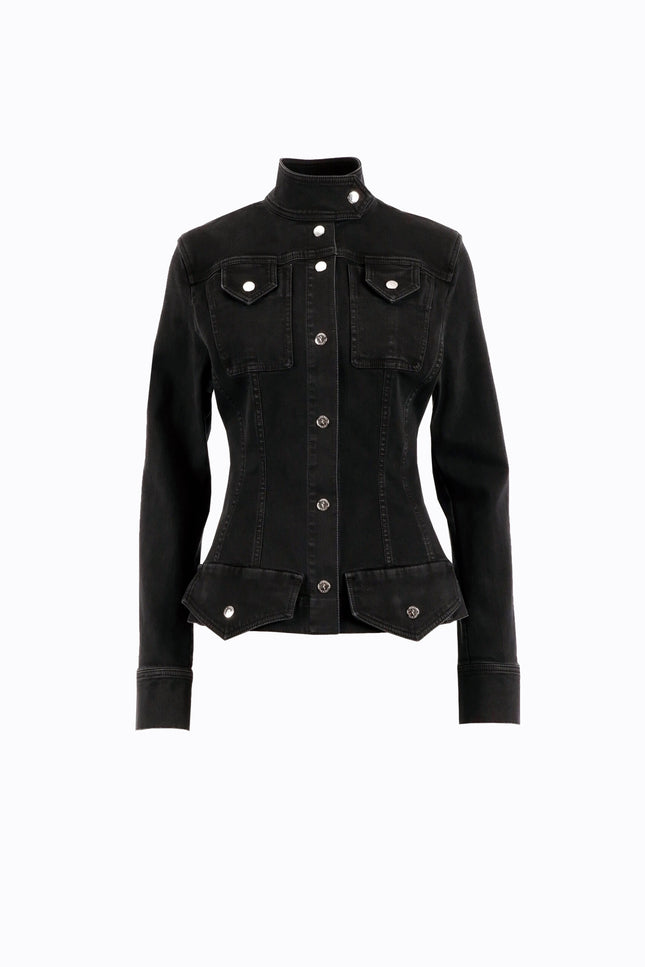 Ramune Piekautaite I DENIM HIGH-COLLAR JACKET BLACK