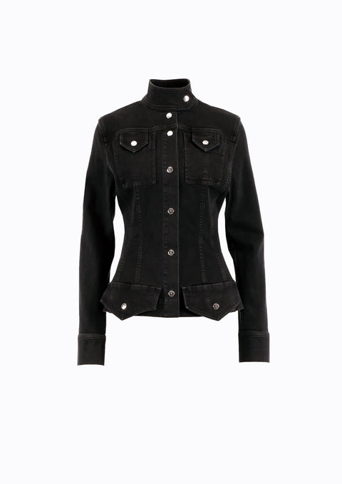 Ramune Piekautaite I DENIM HIGH-COLLAR JACKET BLACK