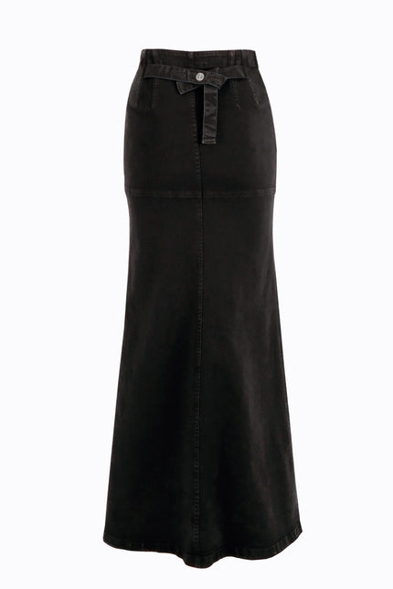 Ramune Piekautaite I LONG DENIM SKIRT WITH FRONT SLIT BLACK