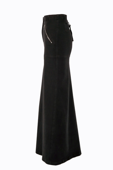 Ramune Piekautaite I LONG DENIM SKIRT WITH FRONT SLIT BLACK
