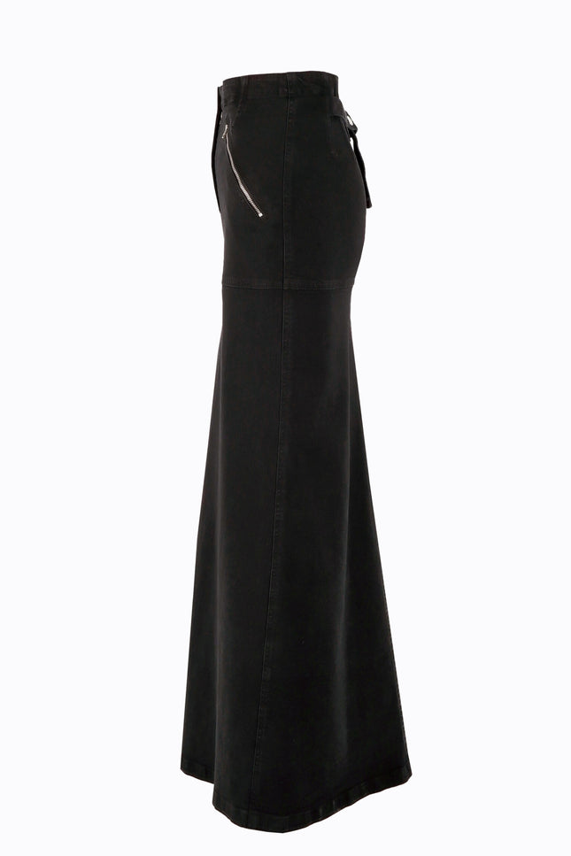 Ramune Piekautaite I LONG DENIM SKIRT WITH FRONT SLIT BLACK