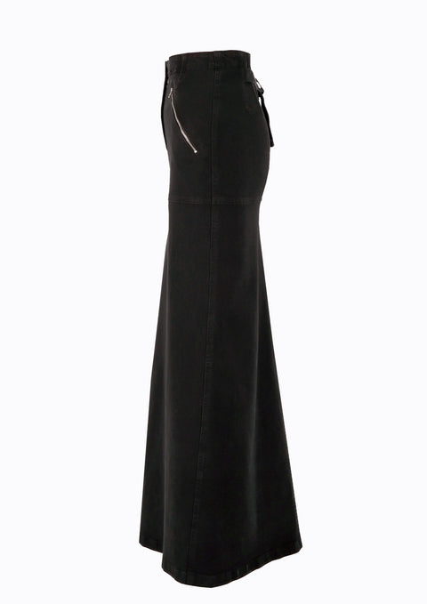 Ramune Piekautaite I Długa spódnica jeansowa z rozcięciem z przodu czarna