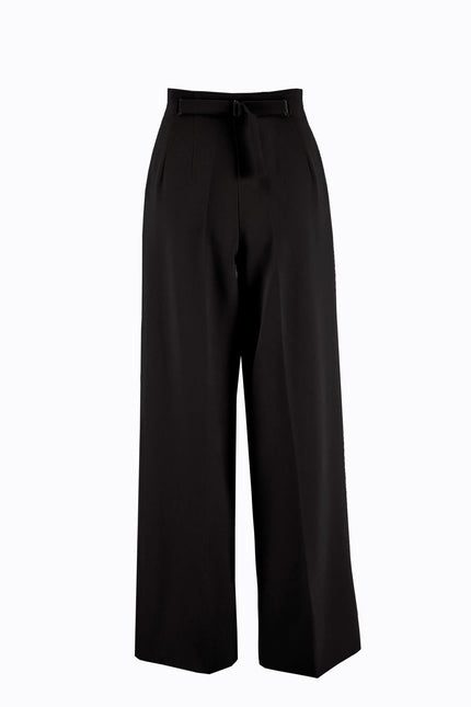 Ramune Piekautaite I WIDE LEG BELTED DETAIL TROUSERS BLACK