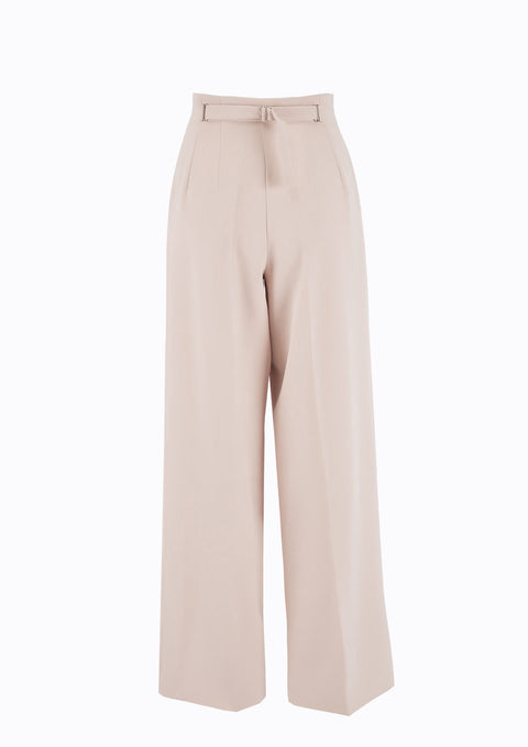 Ramune Piekautaite I WIDE LEG BELTED DETAIL TROUSERS POWDER
