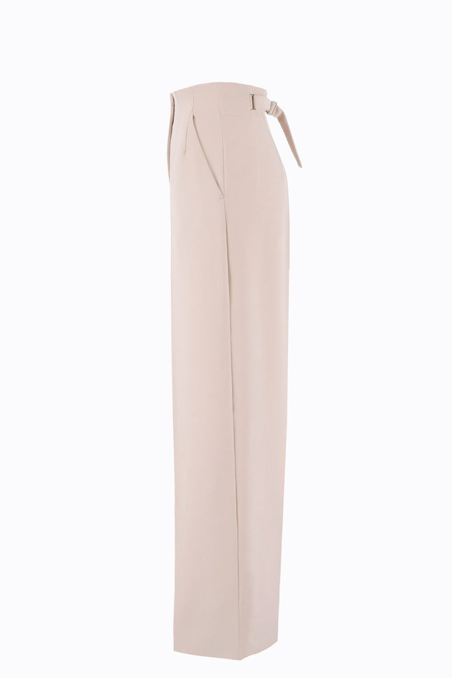 Ramune Piekautaite I WIDE LEG BELTED DETAIL TROUSERS POWDER