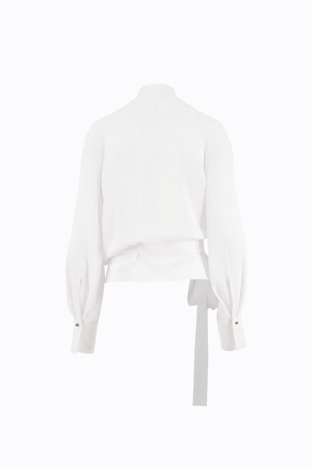 Ramune Piekautaite I SILK BLOUSE WITH RIBBONS IVORY