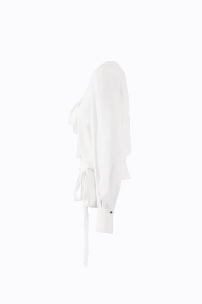 Ramune Piekautaite I SILK BLOUSE WITH RIBBONS IVORY