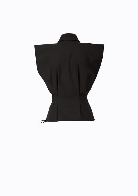 Ramune Piekautaite I FITTED BLOUSE WITH CAP SLEEVE BLACK