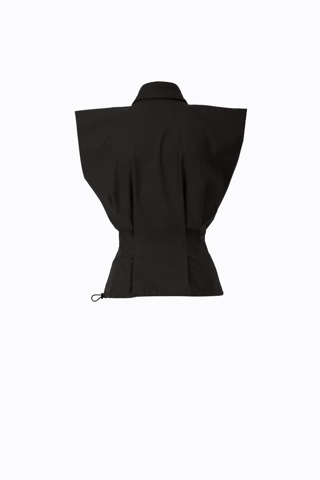 Ramune Piekautaite I FITTED BLOUSE WITH CAP SLEEVE BLACK