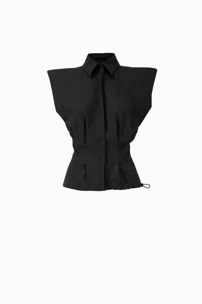 Ramune Piekautaite I FITTED BLOUSE WITH CAP SLEEVE BLACK