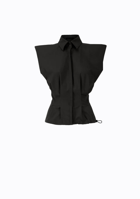 Ramune Piekautaite I FITTED BLOUSE WITH CAP SLEEVE BLACK