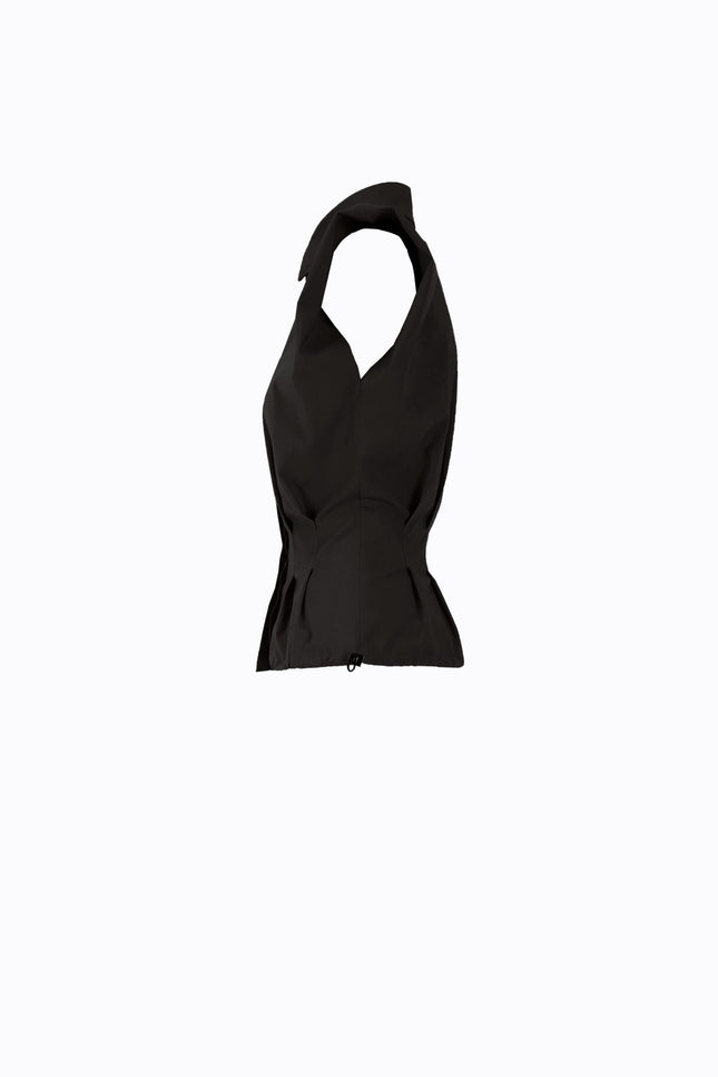 Ramune Piekautaite I FITTED BLOUSE WITH CAP SLEEVE BLACK