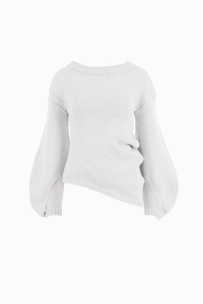 Ramune Piekautaite I SWEATER WITH PUFFED SLEEVES AND ZIPPER ICE