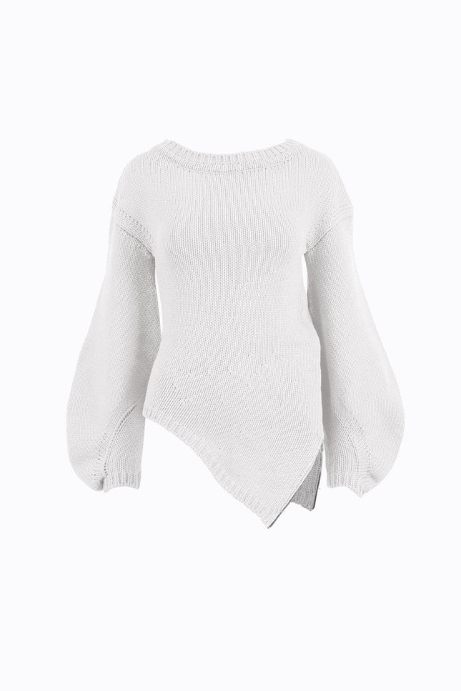 Ramune Piekautaite I SWEATER WITH PUFFED SLEEVES AND ZIPPER ICE