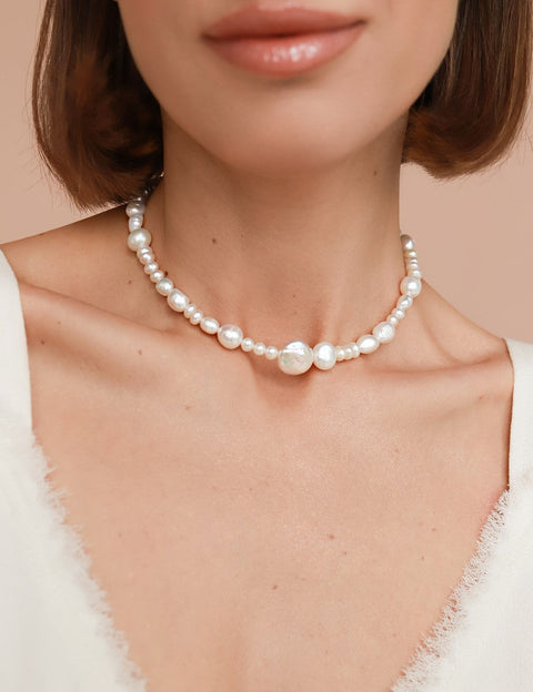 Pas de Marque | 925 sterling silver freshwater pearl necklace Marine