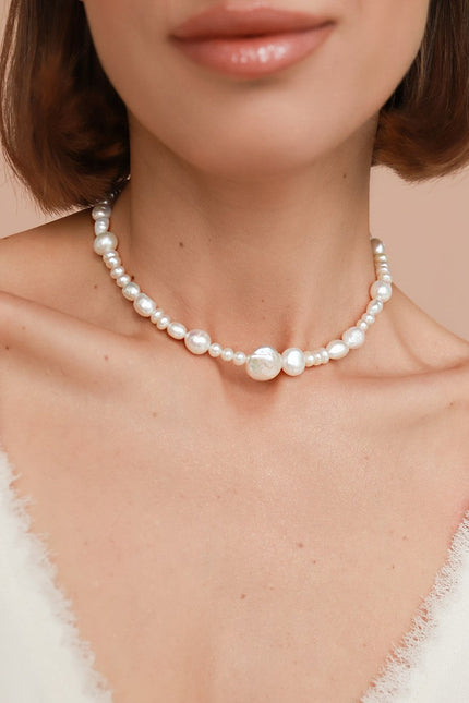 Pas de Marque | 925 sterling silver freshwater pearl necklace Marine