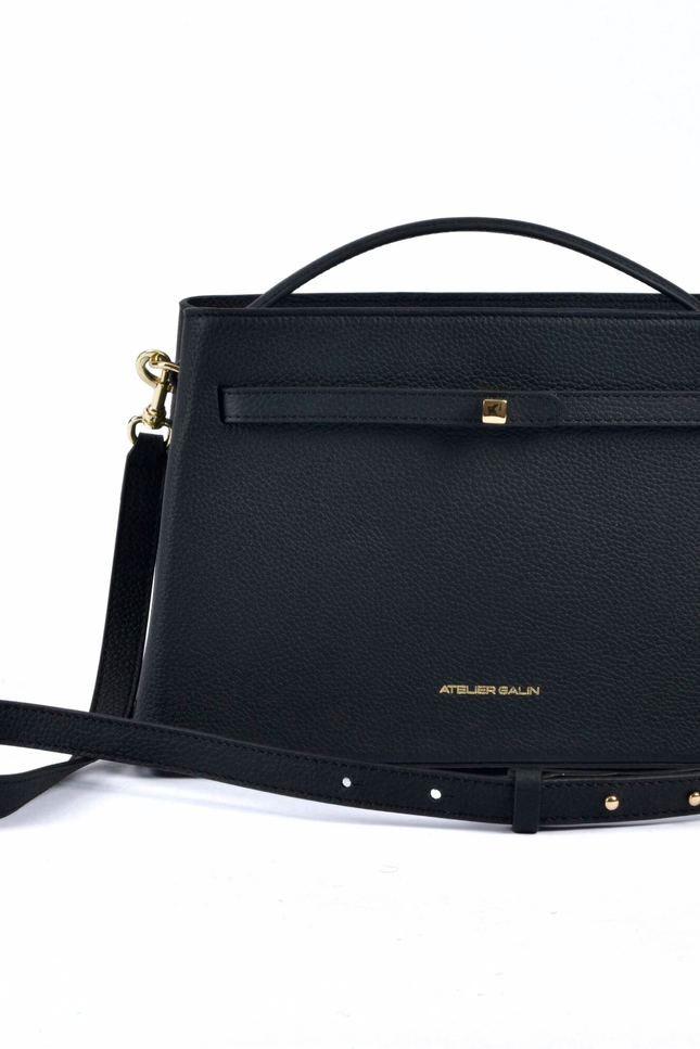 Atelier Galin | Cube Lock Bag - Black & Gold