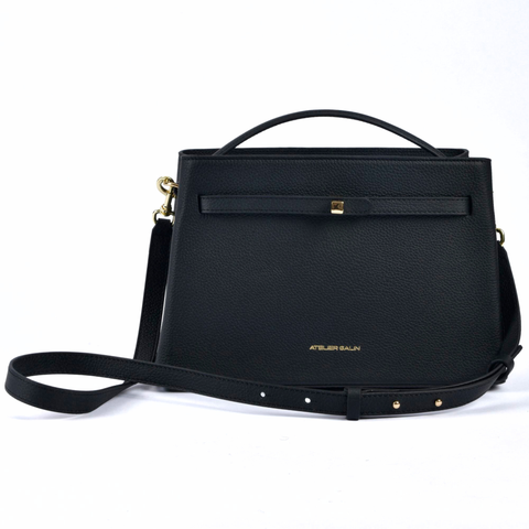 Atelier Galin | Cube Lock Bag - Black & Gold