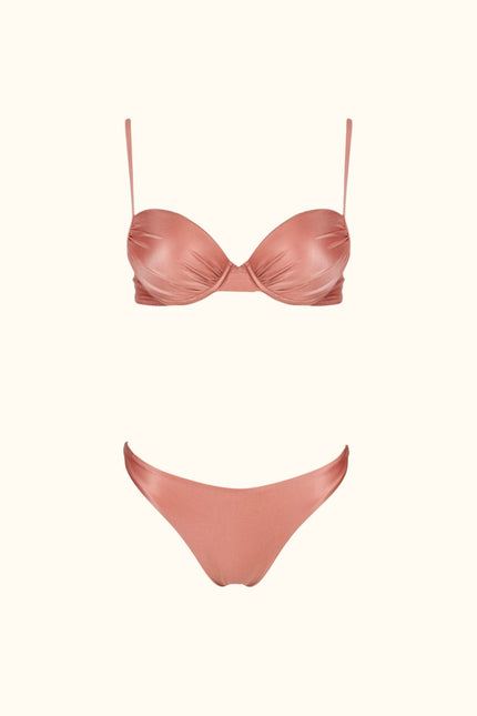 Say no more I Oceane Ruched Bikini set in Pink Sand