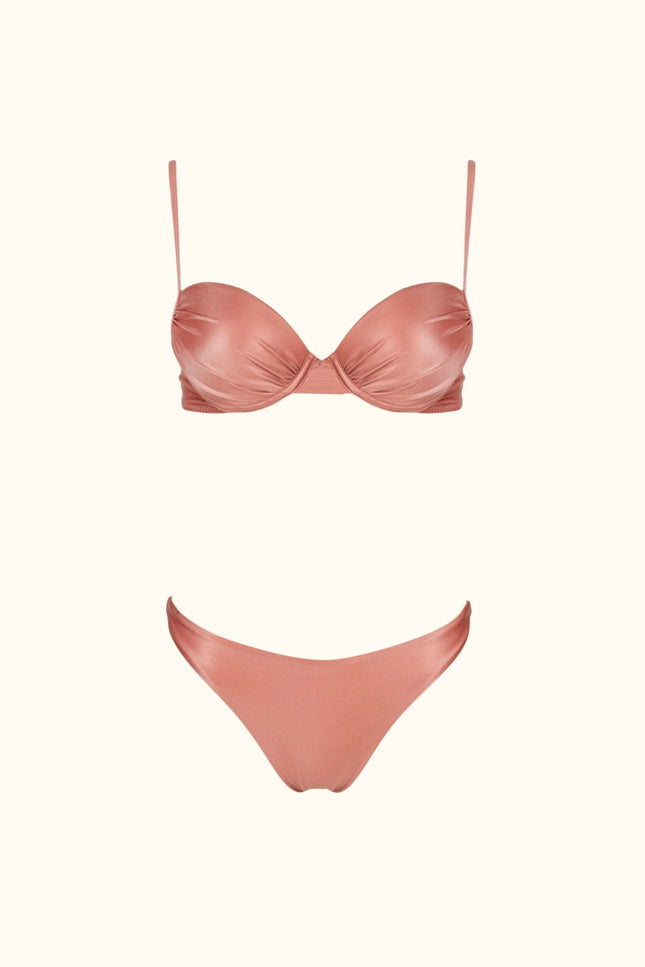 Say no more I Oceane Ruched Bikini set in Pink Sand