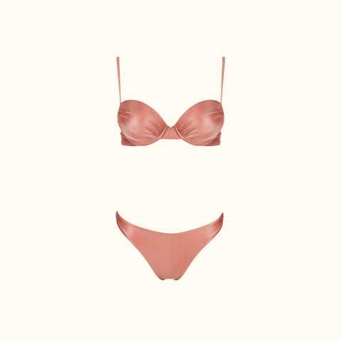Say no more I Oceane Ruched Bikini set in Pink Sand