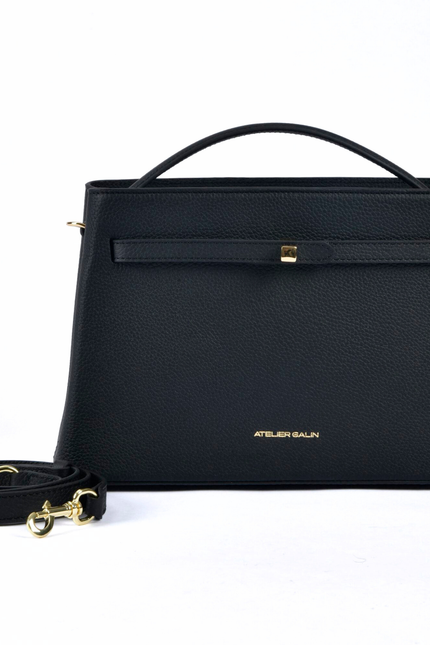 Atelier Galin | Cube Lock Bag - Black & Gold