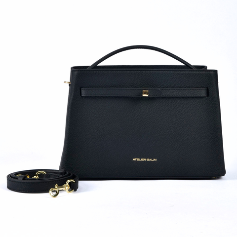 Atelier Galin | Cube Lock Bag - Black & Gold