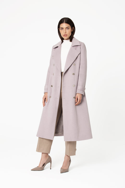 GIODORO | Friona Belted Grey Lilac Wool Coat