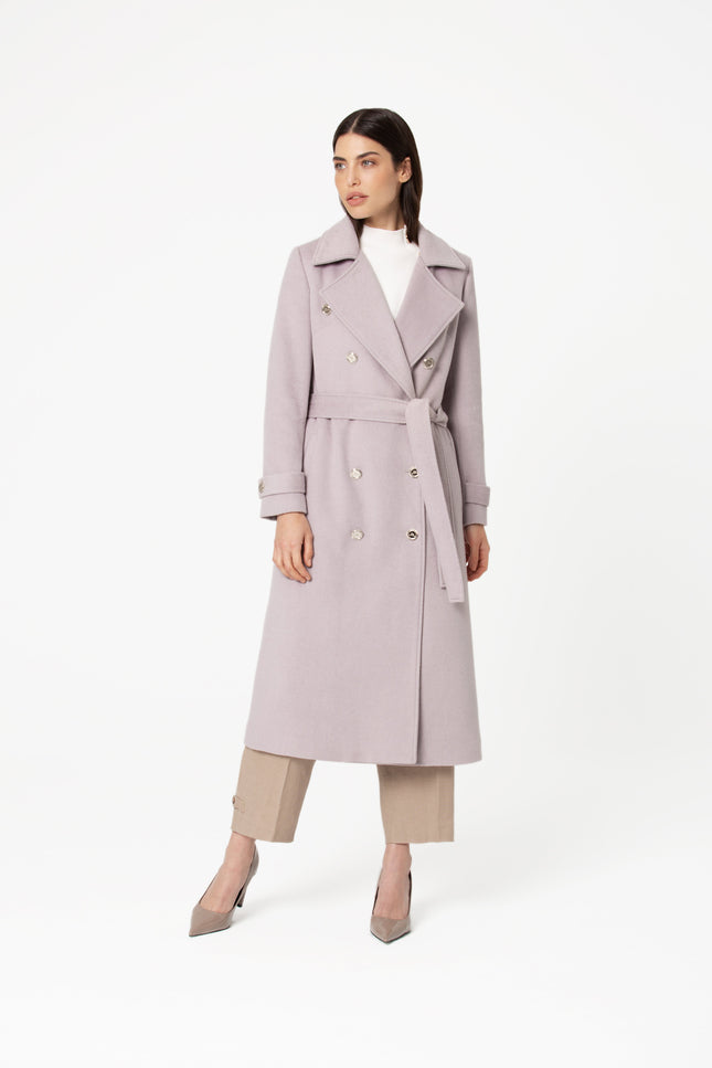 GIODORO | Friona Belted Grey Lilac Wool Coat