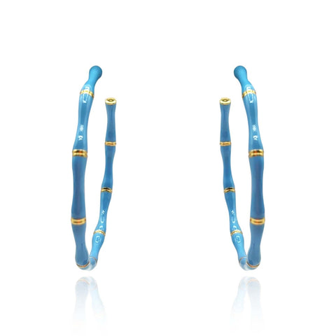 Michael Nash Jewelry | Turquoise Enamel And Gold Plated Bamboo Earrings