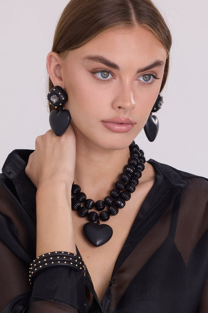 Amour Matte Black Heart Necklace