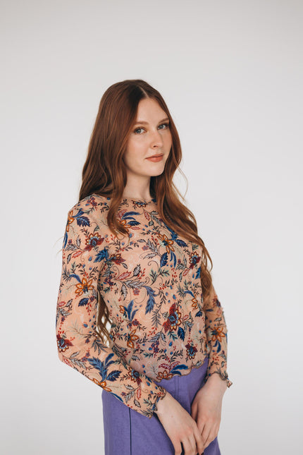 RADADA | Tulle Mesh Top Nude Flowers