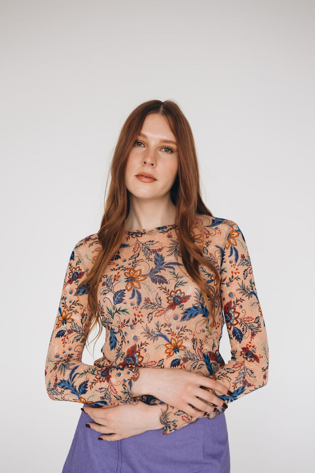 RADADA | Tulle Mesh Top Nude Flowers