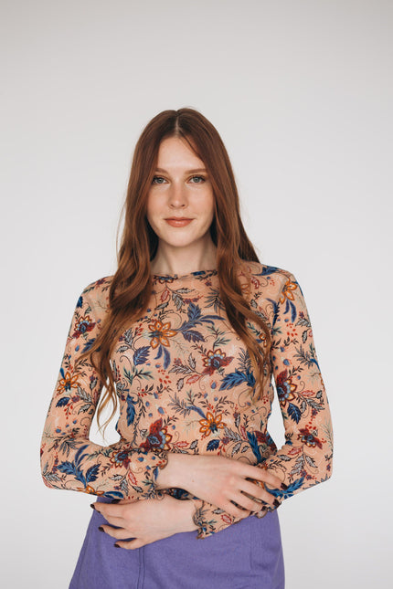 RADADA | Tulle Mesh Top Nude Flowers