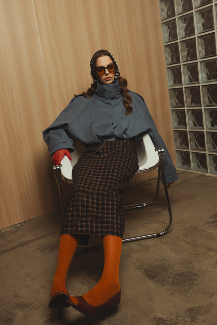 Checked Midi Skirt