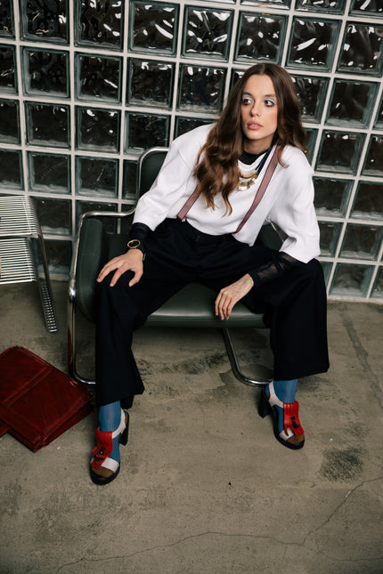 Wide Cropped Wool Trousers with Pleats
