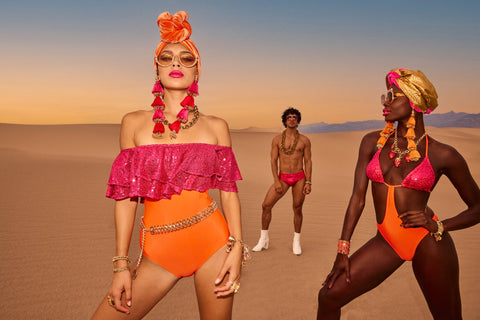 Julia Clancey I Rara Tigre Raspberry Sequin Swim Body