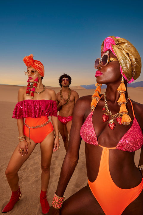 Julia Clancey I Rara Tigre Raspberry Sequin Swim Body