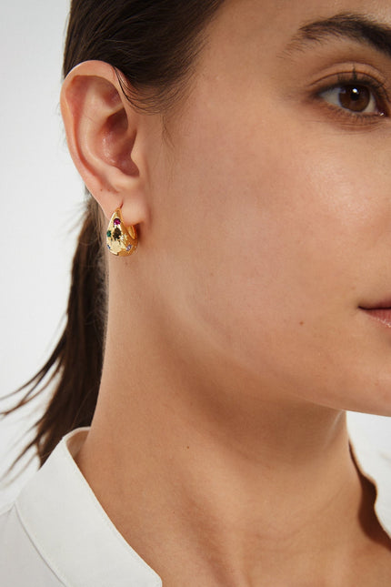 Miss Cecilia | Rainbow Sapphire Dome Hoop Earrings