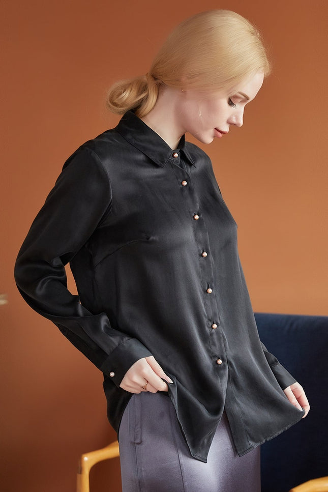 Soft Strokes Silk | Pointed Collar Fitted Ariel Blouse