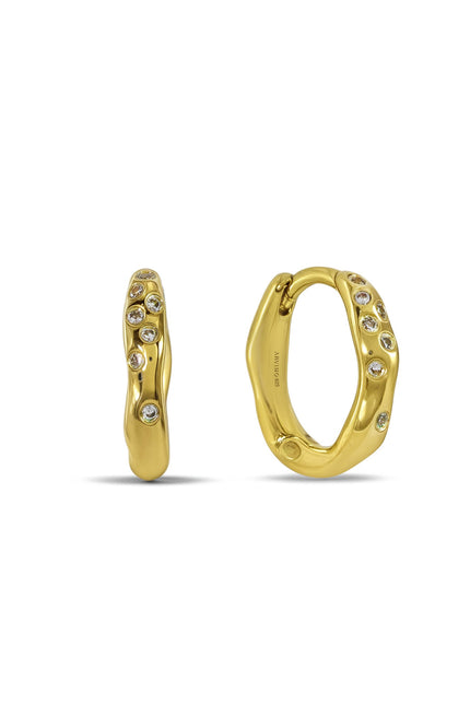 Arvino | Crystal Grave Huggies Earrings In 925 Sterling Silver