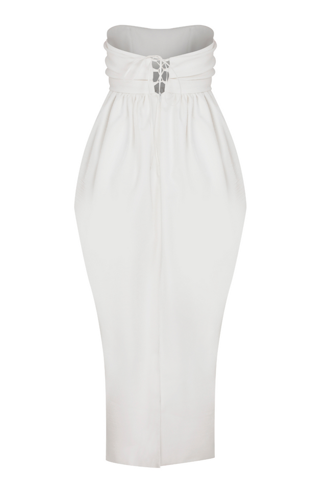 Nazli Ceren | Sukienka midi Jeanne Balloon w kolorze Blanc de Blanc