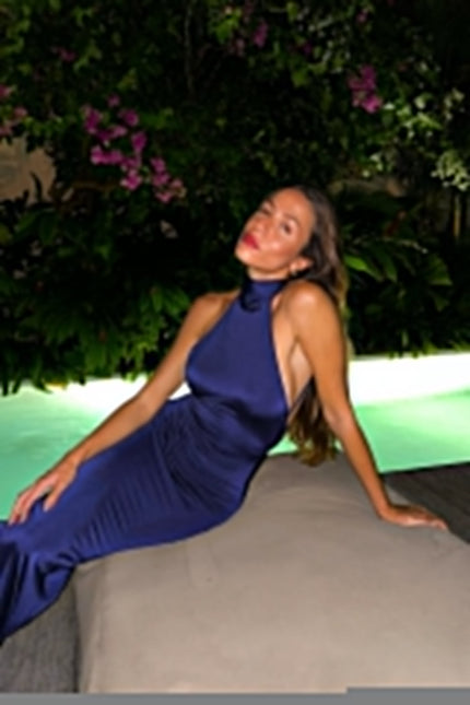 Say no more | Kylie Royal Blue High Neck Maxi Dress