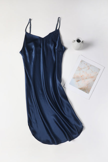 Soft Strokes Silk | River Nymph Navy Slip Mini Dress
