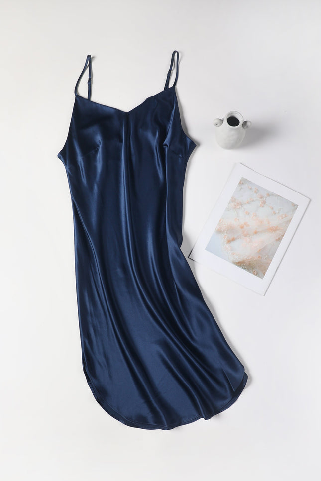Soft Strokes Silk | River Nymph Navy Slip Mini Dress