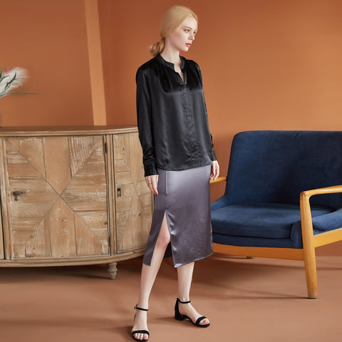 Soft Strokes Silk | Long Sleeve Y-neck Eshonai Blouse