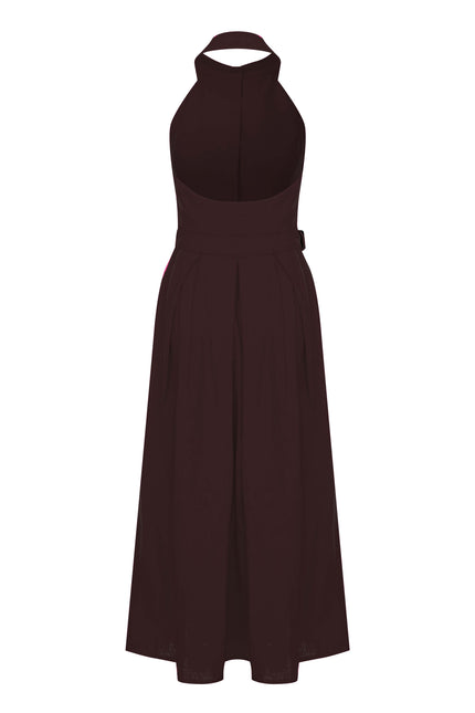 Nazli Ceren | Carrie Linen Midi Dress in Burnt Siena
