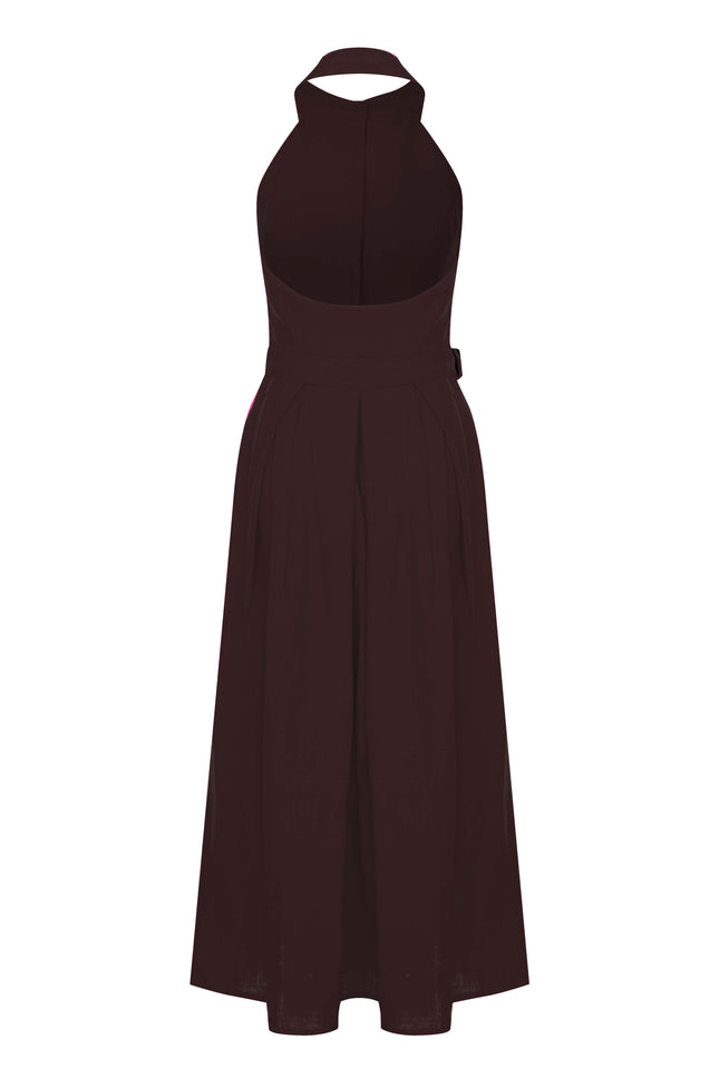 Nazli Ceren | Carrie Linen Midi Dress in Burnt Siena
