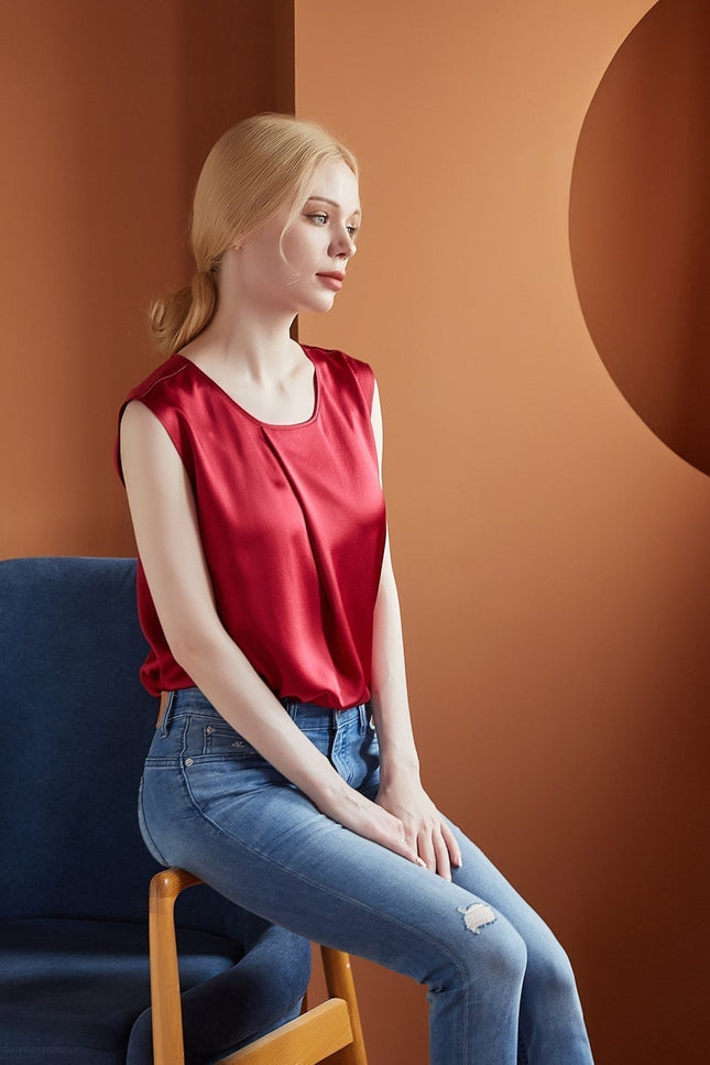 Soft Strokes Silk | Sleeveless Cropped Blouse Denna